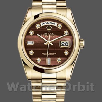 Replique Rolex Day-Date 36mm Unisex-118208-Bulls Eye-Diamonds Dial Brown unisexe