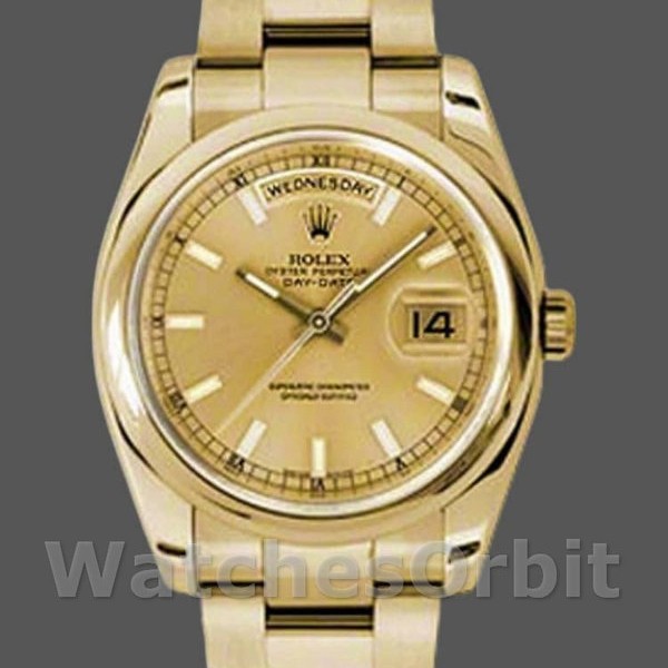 Replique Rolex Day-Date 36mm Unisex-118208-Champagne Cadran Champagne