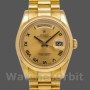 Replique Rolex Day-Date 36mm Unisex-118208-Champagne Cadran-Numéros romains Champagne
