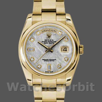 Replique Rolex Day-Date 36mm Unisex-118208-Meteorite Grey-Diamond Dial Grey