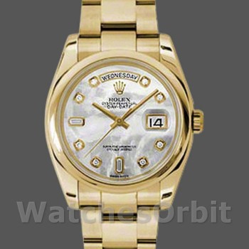 Replique Rolex Day-Date 36mm Unisex-118208-Mother of Pearl-Diamond Dial MOP