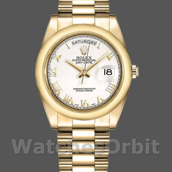 Replique Rolex Day-Date 36mm Unisex-118208-Mother of Pearl-Cadran à chiffres romains MOP