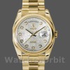 Replique Rolex Day-Date 36mm Unisex-118208-Argent Cadran Jubilé Diamant-Or jaune Argent