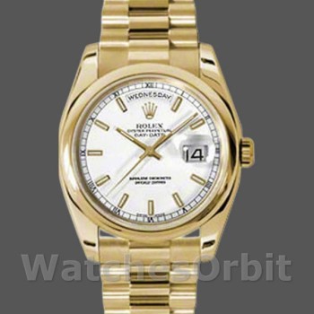 Replique Rolex Day-Date 36mm Unisex-118208-White Dial White unisexe