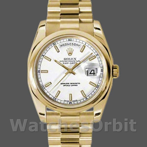 Replique Rolex Day-Date 36mm Unisex-118208-White Dial White unisexe