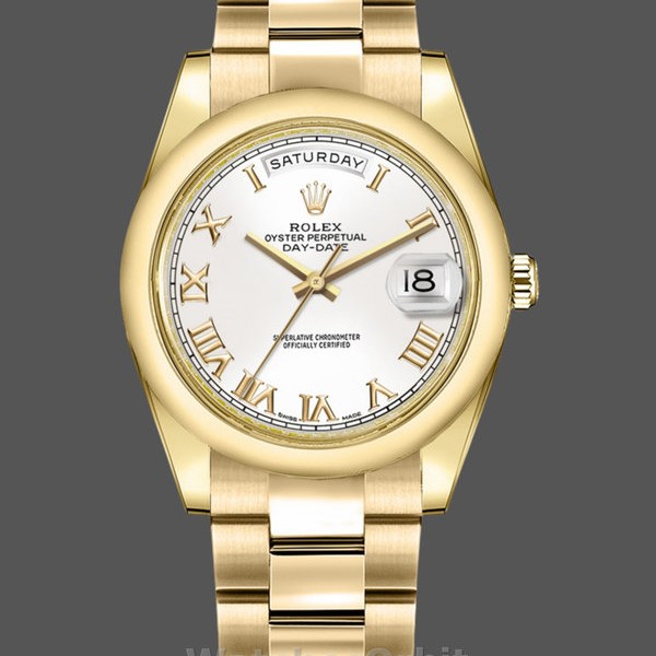 Replique Rolex Day-Date 36mm Unisex-118208-White Roman Dial-Roman Numerals White (Unisexe)