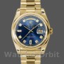 Replique Rolex Day-Date 36mm Unisex-118208-Or jaune Cadran bleu diamant Bleu