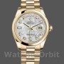 Replique Rolex Day-Date 36mm Unisex-118208-Or jaune-Mère de Perle-Diamant Cadran MOP