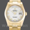 Replique Rolex Day-Date 36mm Unisex-118208-or jaune-cadran blanc-numéro romain blanc