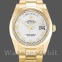 Replique Rolex Day-Date 36mm Unisex-118208-or jaune-cadran blanc-numéro romain blanc