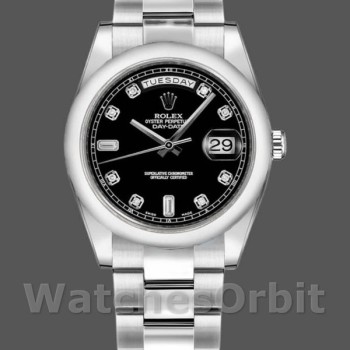 Replique Rolex Day-Date 36mm Unisex-118209-Cadran noir Noir