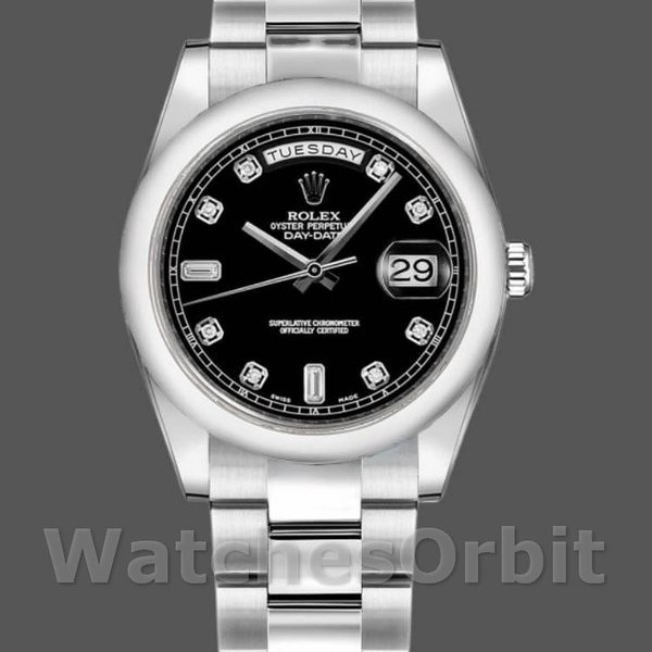 Replique Rolex Day-Date 36mm Unisex-118209-Cadran noir Noir