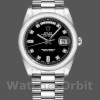 Replique Rolex Day-Date 36mm Unisex-118209-Cadran noir-Or blanc Noir
