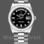 Replique Rolex Day-Date 36mm Unisex-118209-Cadran noir-Or blanc Noir