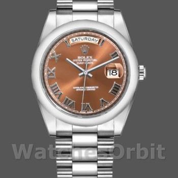 Replique Rolex Day-Date 36mm Unisex-118209-Copper Brown Cadran Brun unisexe<br />