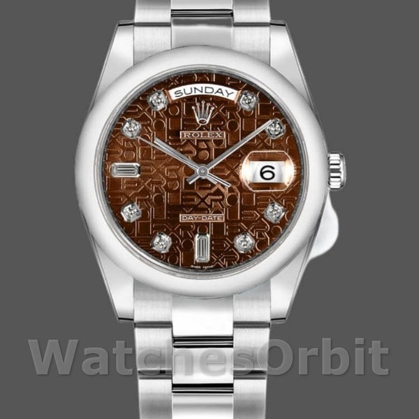 Replique Rolex Day-Date 36mm Unisex-118209-Jubilee-Chocolate Brown-Diamonds Dial Brown