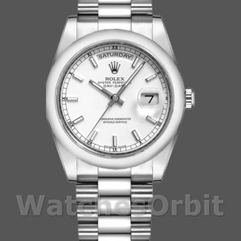 Replique Rolex Day-Date 36mm Unisex-118209-Bracelet d'huître-Cadran blanc Blanc<br />