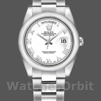 Replique Rolex Day-Date 36mm Unisex-118209-Cadran blanc Blanc<br />