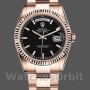 Replique Rolex Day-Date 36mm Unisex-118235-Cadran noir-Nivelle cannelée Noir