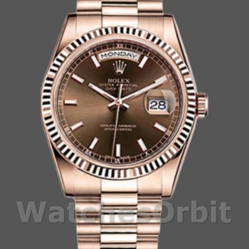 Replique Rolex Day-Date 36mm Unisex-118235-Everose Gold-Chocolate Dial Chocolate unisexe