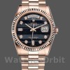 Replique Rolex Day-Date 36mm Unisex-118235-Everose Gold-Diamond Ferrite Dial Black