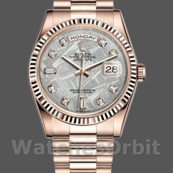 Replique Rolex Day-Date 36mm Unisex-118235-Everose Gold-Meteorite Cadran Diamant Meteorite