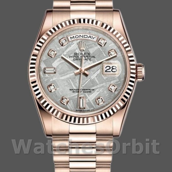 Replique Rolex Day-Date 36mm Unisex-118235-Everose Gold-Meteorite Cadran Diamant Meteorite