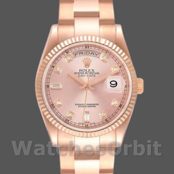 Replique Rolex Day-Date 36mm Femme-118235-Everose Gold-Pink Diamond Dial Pink pour Femme