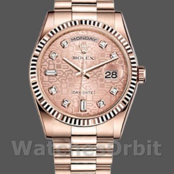Replique Rolex Day-Date 36mm Femmes-118235-Everose Gold-Pink Jubilee Dial Pink Jubilee