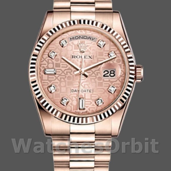 Replique Rolex Day-Date 36mm Femmes-118235-Everose Gold-Pink Jubilee Dial Pink Jubilee