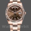 Replique Rolex Day-Date 36mm Unisexe-118235-Couronne cannelée-Cadran chocolat pour unisexe