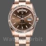 Replique Rolex Day-Date 36mm Unisexe-118235-Couronne cannelée-Cadran chocolat pour unisexe