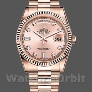 Replique Rolex Day-Date 36mm Femme-118235-Pink Diamond Dial Pink pour Femme