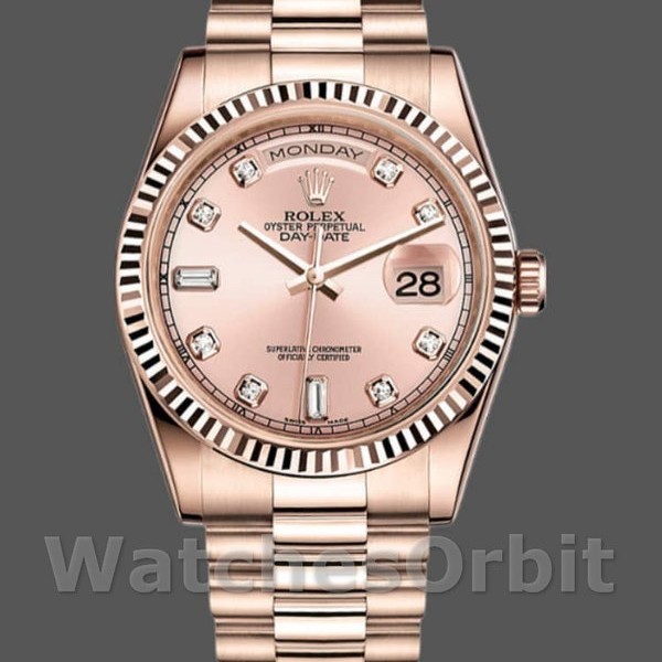 Replique Rolex Day-Date 36mm Femme-118235-Pink Diamond Dial Pink pour Femme