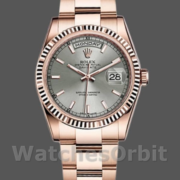 Replique Rolex Day-Date 36mm Unisex-118235-Rhodium Grey Dial Rhodium Grey