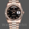 Replique Rolex Day-Date 36mm Unisex-118235-Rose Gold-Black Arabic Dial Noir