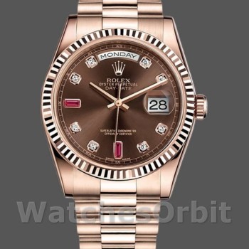 Replique Rolex Day-Date 36mm Unisex-118235-Rose Gold-Chocolate Brown Dial Chocolate unisexe