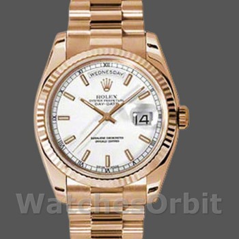 Replique Rolex Day-Date 36mm Unisex-118235-White Dial Blanc