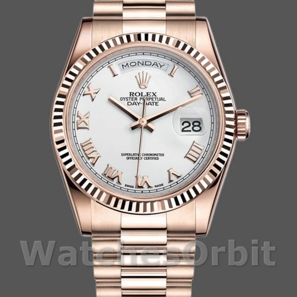 Replique Rolex Day-Date 36mm Unisex-118235-Cadran blanc-Nucléaire blanc