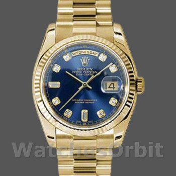 Replique Rolex Day-Date 36mm Unisex-118238-Blue Cadran Diamant Bleu