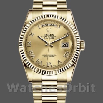 Replique Rolex Day-Date 36mm Unisex-118238-Champagne Cadran Champagne