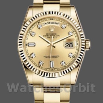 Replique Rolex Day-Date 36mm Unisex-118238-Champagne-Diamond Dial Champagne
