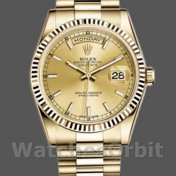 Replique Rolex Day-Date 36mm Unisexe-118238-Cerclée-Fluted Bezel-Champagne Dial Champagne Unisexe-118238-Cerclée-Fluted Bezel-Champagne Dial Champagne