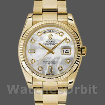 Replique Rolex Day-Date 36mm Unisexe-118238-MOP-Cadran blanc MOP pour unisexe
