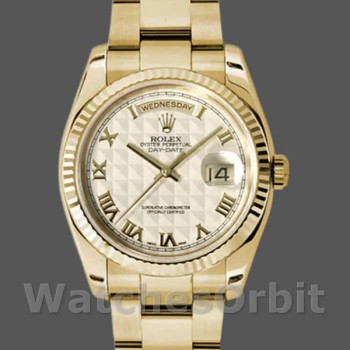 Replique Rolex Day-Date 36mm Unisex-118238-Roman Numeral Pyramid Ivory Dial Ivory unisexe