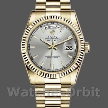 Replique Rolex Day-Date 36mm Unisex-118238-Cadran argenté-Nucléaire argenté