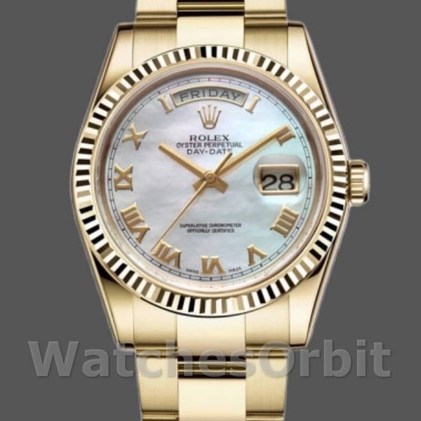 Replique Rolex Day-Date 36mm Unisex-118238-White MOP-Roman Dial MOP pour unisexe