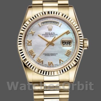 Replique Rolex Day-Date 36mm Unisex-118238-Nacre blanche-Cadran romain MOP