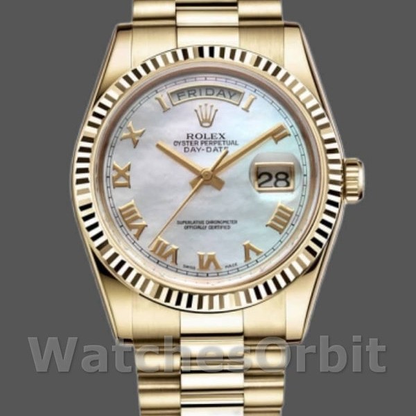Replique Rolex Day-Date 36mm Unisex-118238-Nacre blanche-Cadran romain MOP