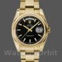 Replique Hommes Rolex Day-Date 36mm Hommes-118238-Or jaune-cadran noir-acier inoxydable noir